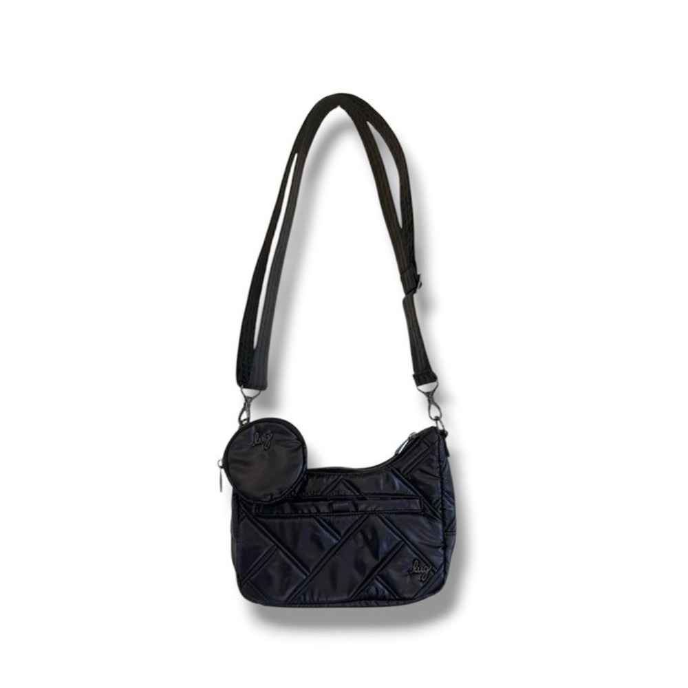 Lug Curtsy Mini Crossbody Bag Dark Metallic Gray With Accessory Pouch Travel CB
